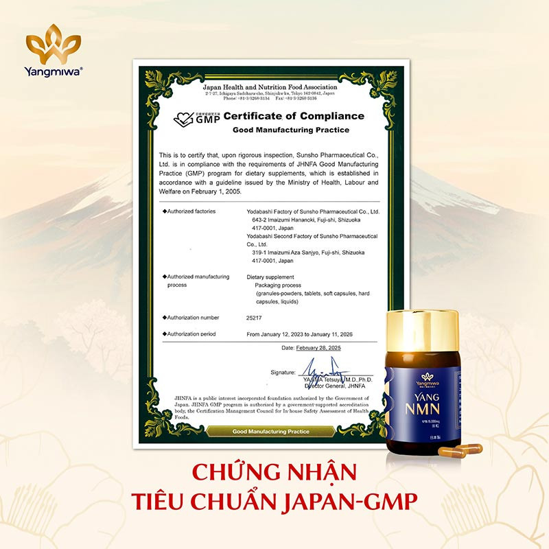 Yang NMN được nhiều người ưu ti&ecirc;n lựa chọn nhờ quy tr&igrave;nh sản xuất, kiểm so&aacute;t chất lượng nghi&ecirc;m ngặt chuẩn Nhật Bản